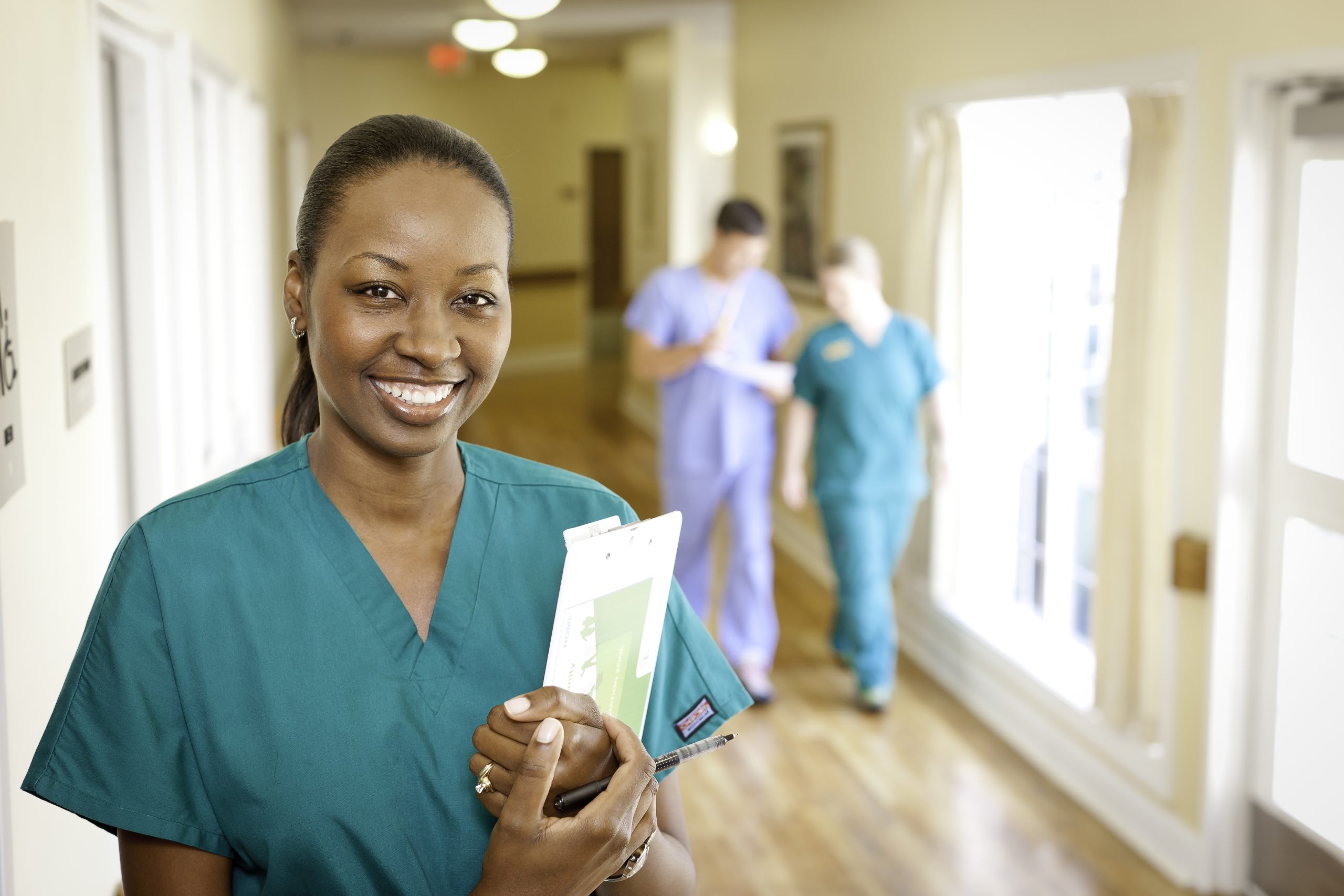 healthcare worker smiling at camera
