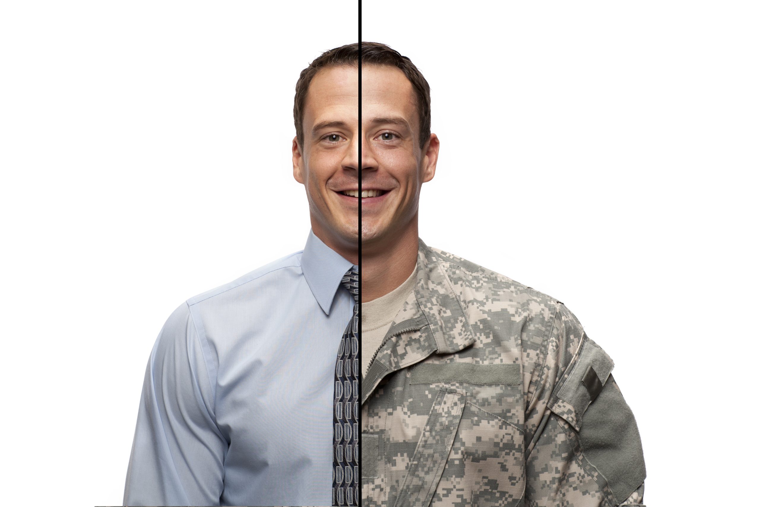Service member smiling in uniform