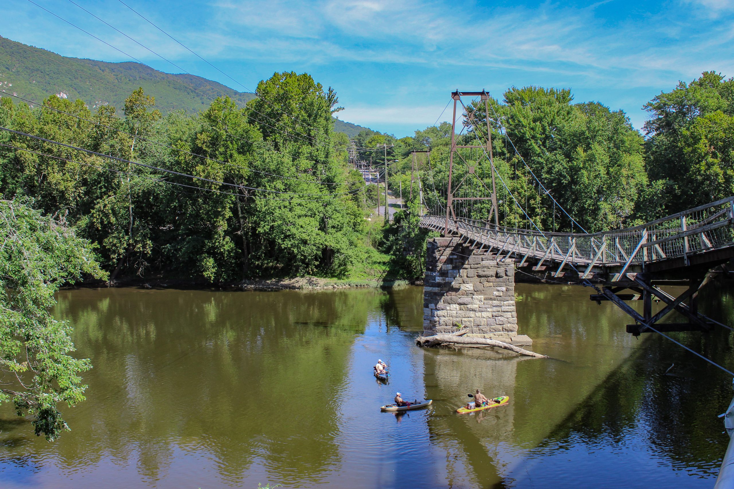 River with pedestrian bridge